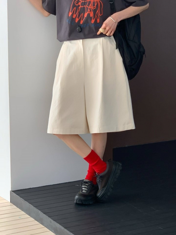 韓 前摺五分寬褲 3色 size