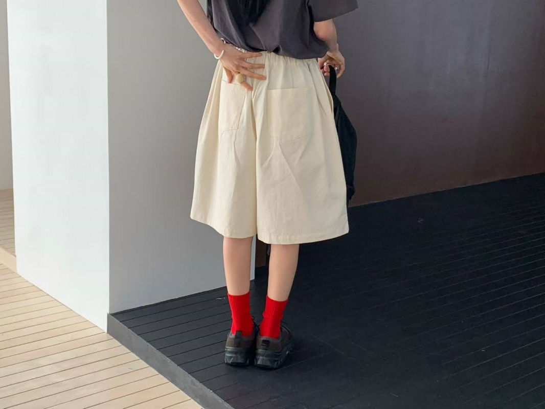 韓 前摺五分寬褲 3色 size