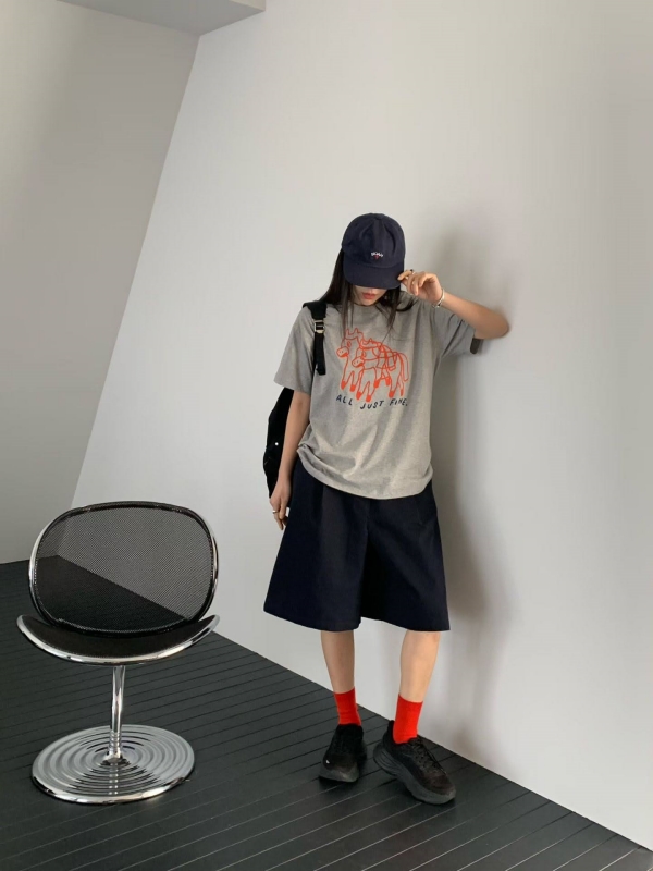 韓 前摺五分寬褲 3色 size