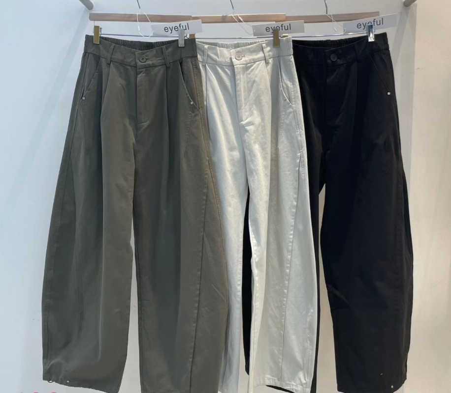 韓 有釦下抽繩休閒褲 3色