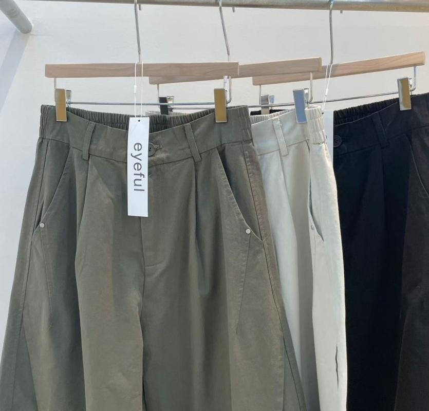 韓 有釦下抽繩休閒褲 3色