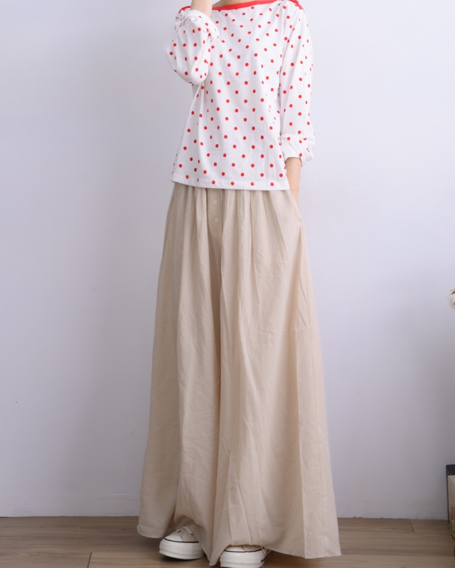 韓 四釦舒服寬褲裙 2色 size