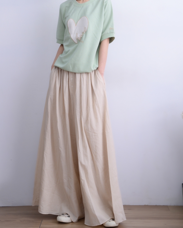 韓 四釦舒服寬褲裙 2色 size