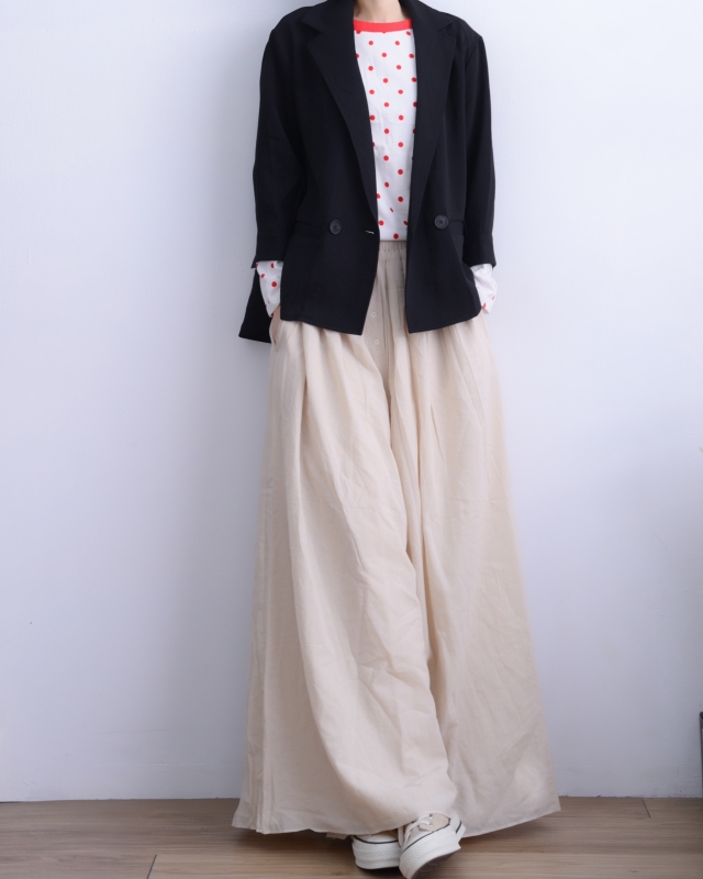 韓 四釦舒服寬褲裙 2色 size