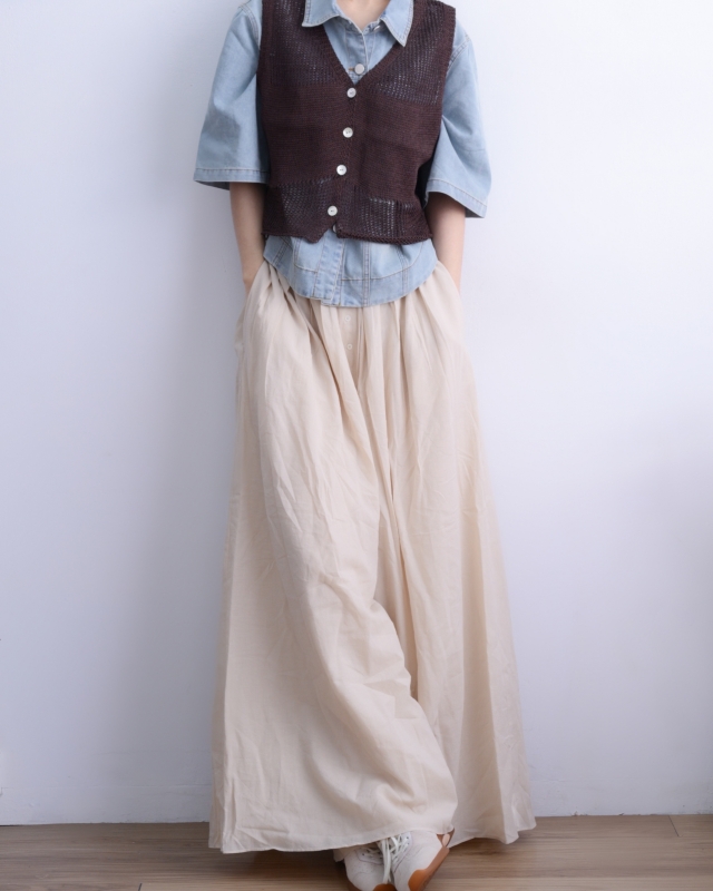 韓 四釦舒服寬褲裙 2色 size