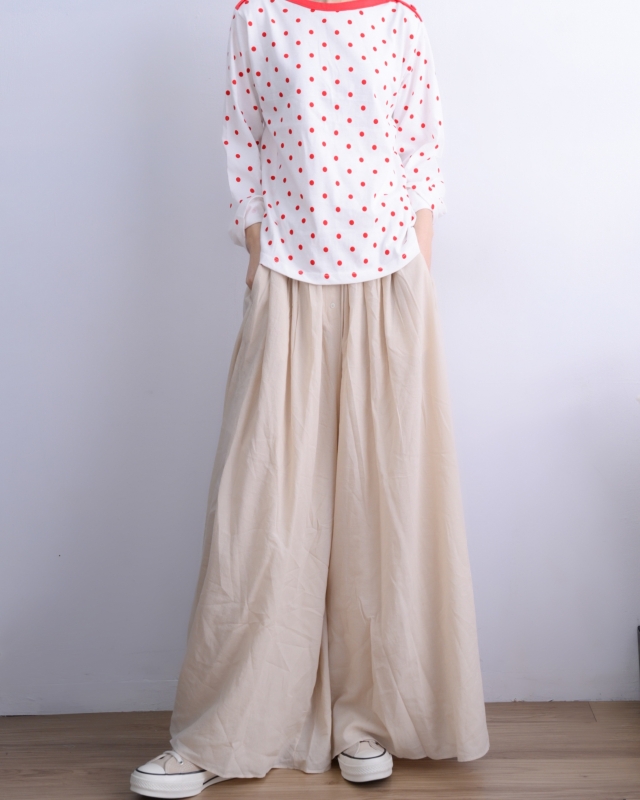 韓 四釦舒服寬褲裙 2色 size