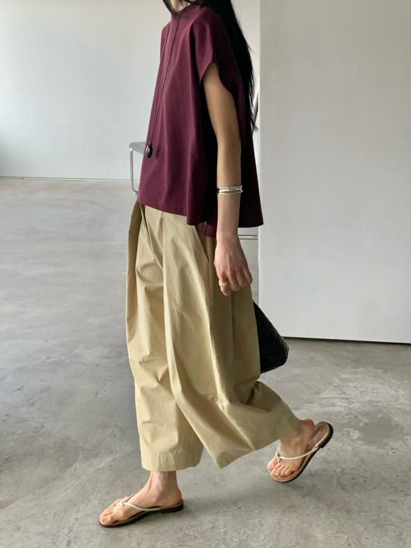 韓 前壓摺8分寬褲 3色 size