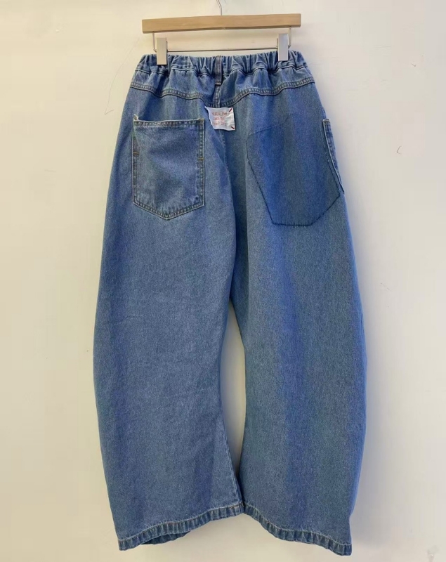 韓 彎彎牛仔寬褲 2色