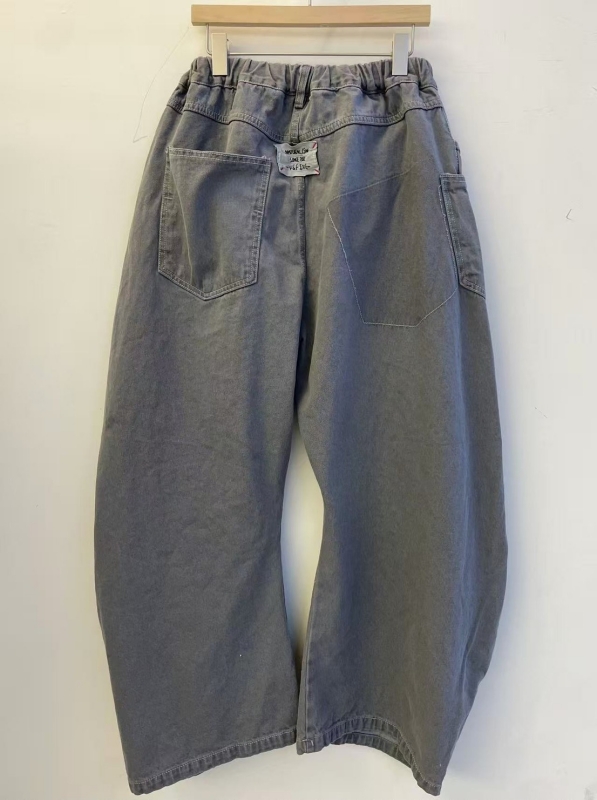 韓 彎彎牛仔寬褲 2色