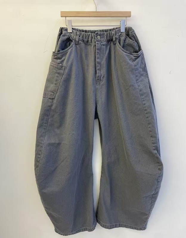 韓 彎彎牛仔寬褲 2色