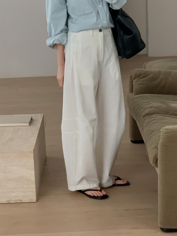 韓 下橫車線寬褲 3色 size