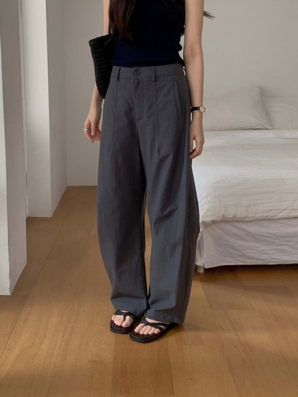 韓 下橫車線寬褲 3色 size