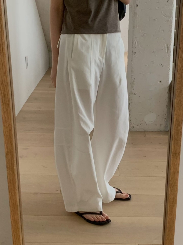 韓 下橫車線寬褲 3色 size