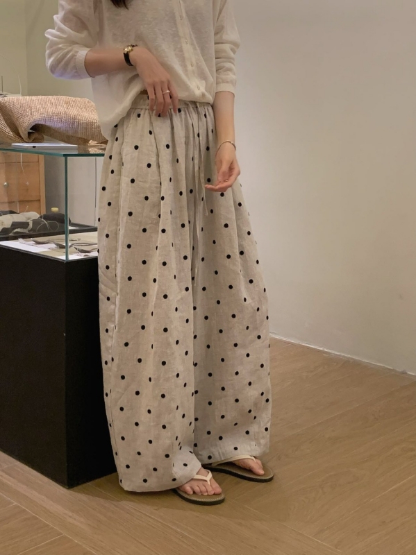 韓 細點點寬褲 2色
