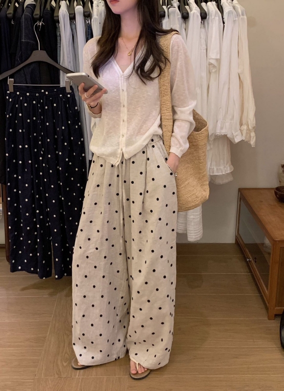 韓 細點點寬褲 2色