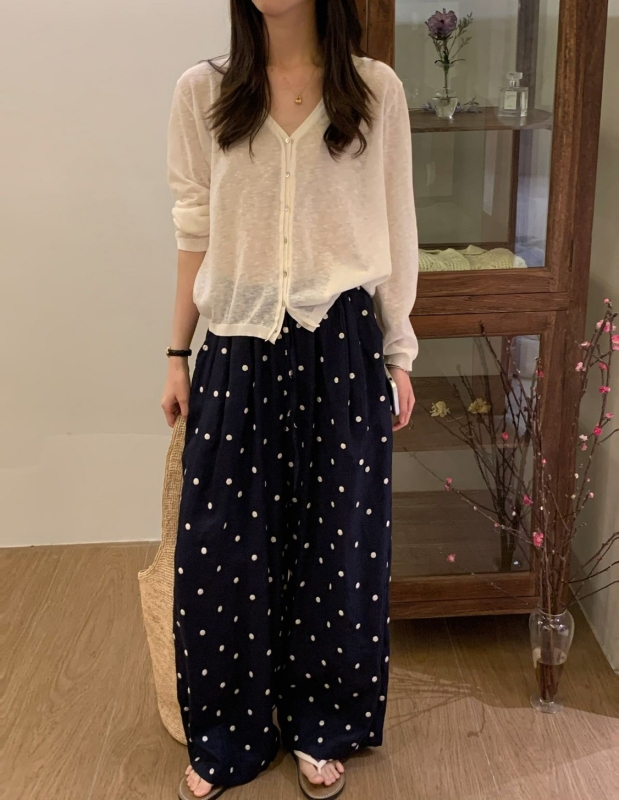 韓 細點點寬褲 2色