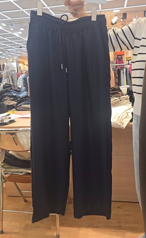 韓 素色麻料長褲 3色 size