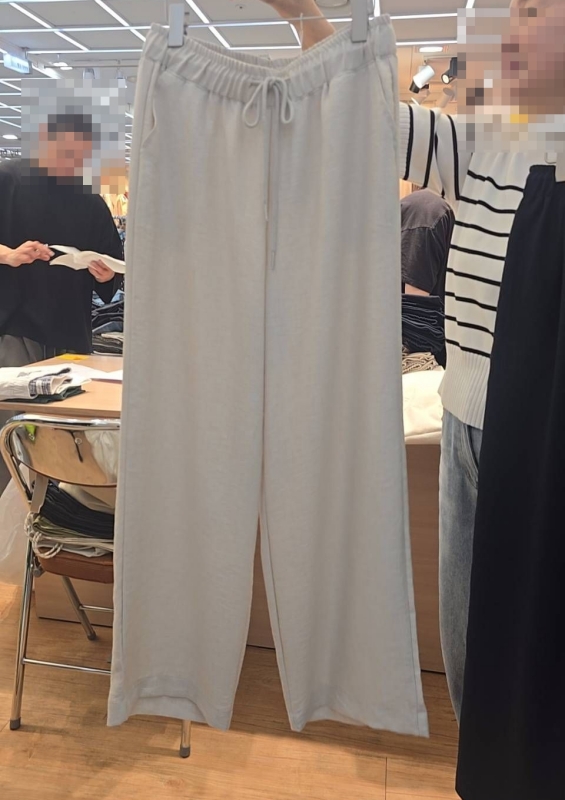 韓 素色麻料長褲 3色 size