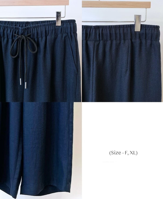 韓 素色麻料長褲 3色 size