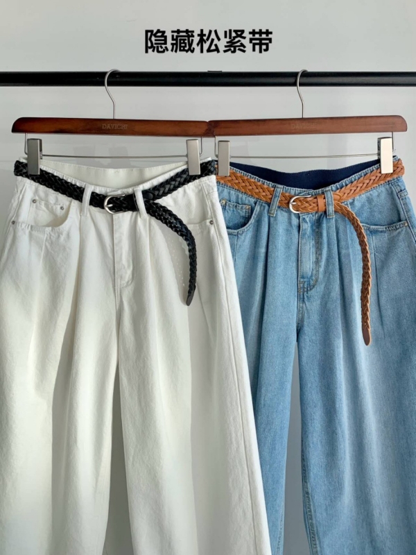 韓 前打折後腰鬆緊寬褲 2色