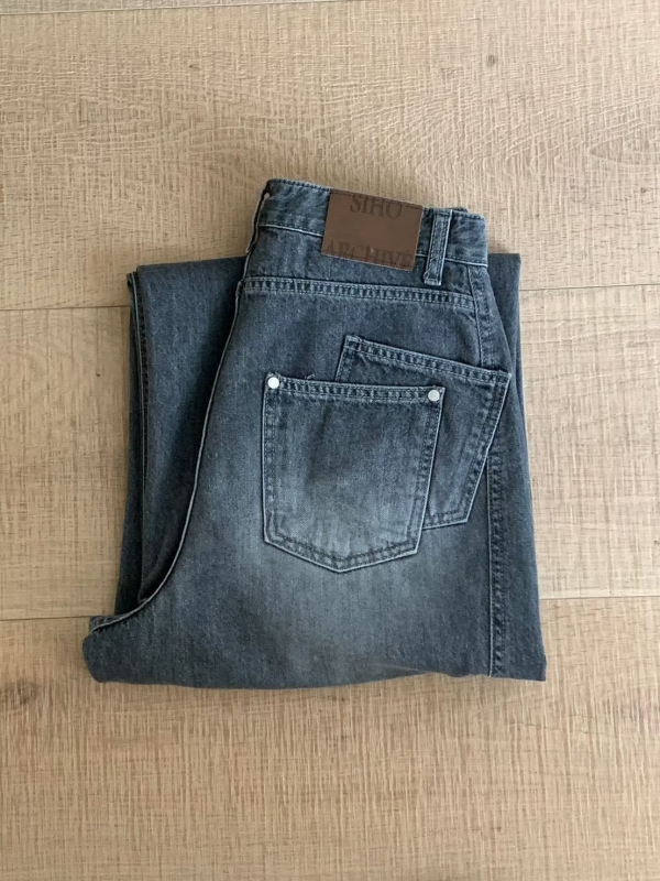 韓 抓紋牛仔褲 2色