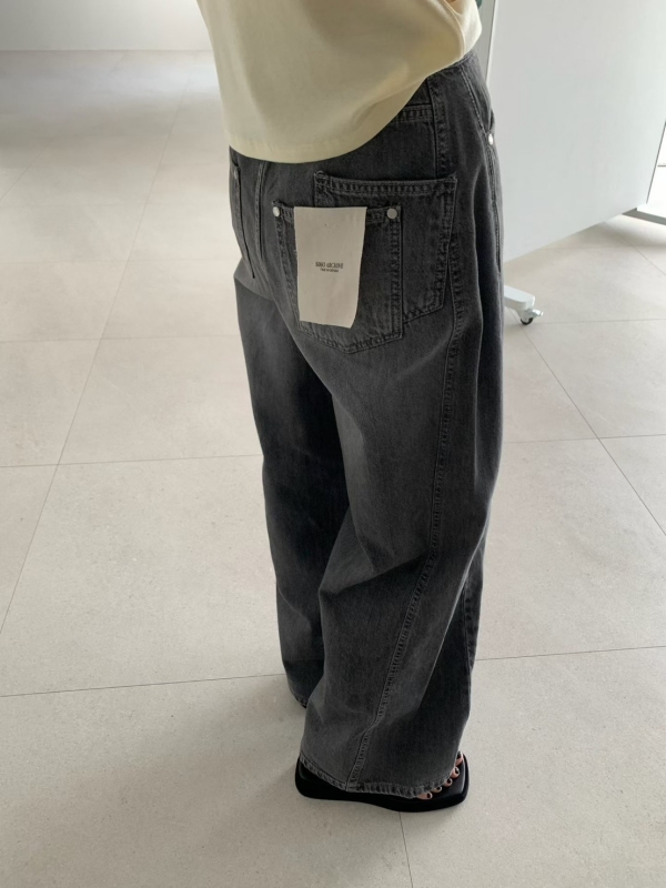 韓 抓紋牛仔褲 2色