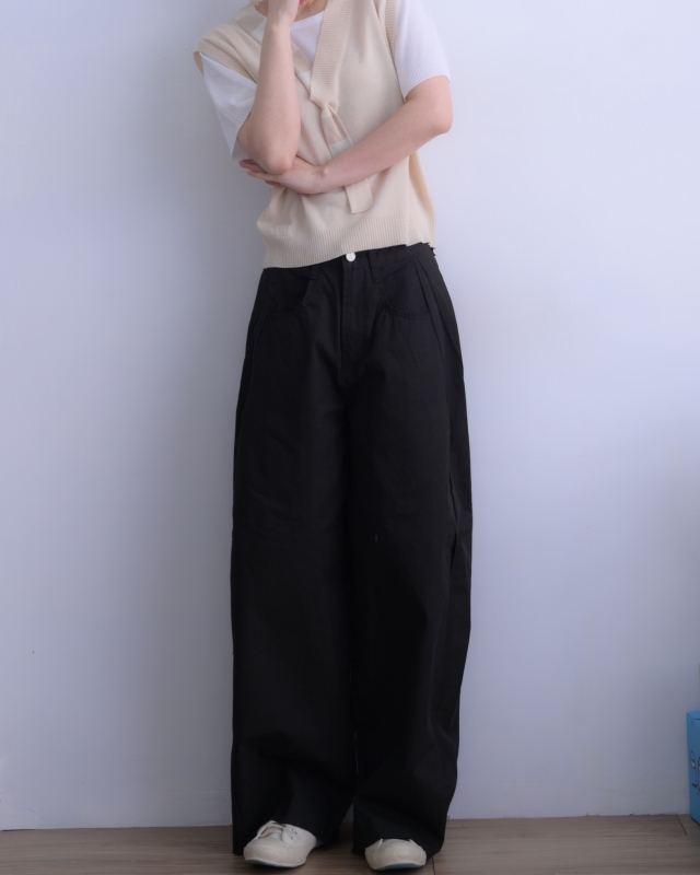 韓 L口袋寬褲 3色 size