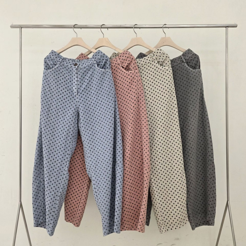 韓 細點點寬褲 4色 size