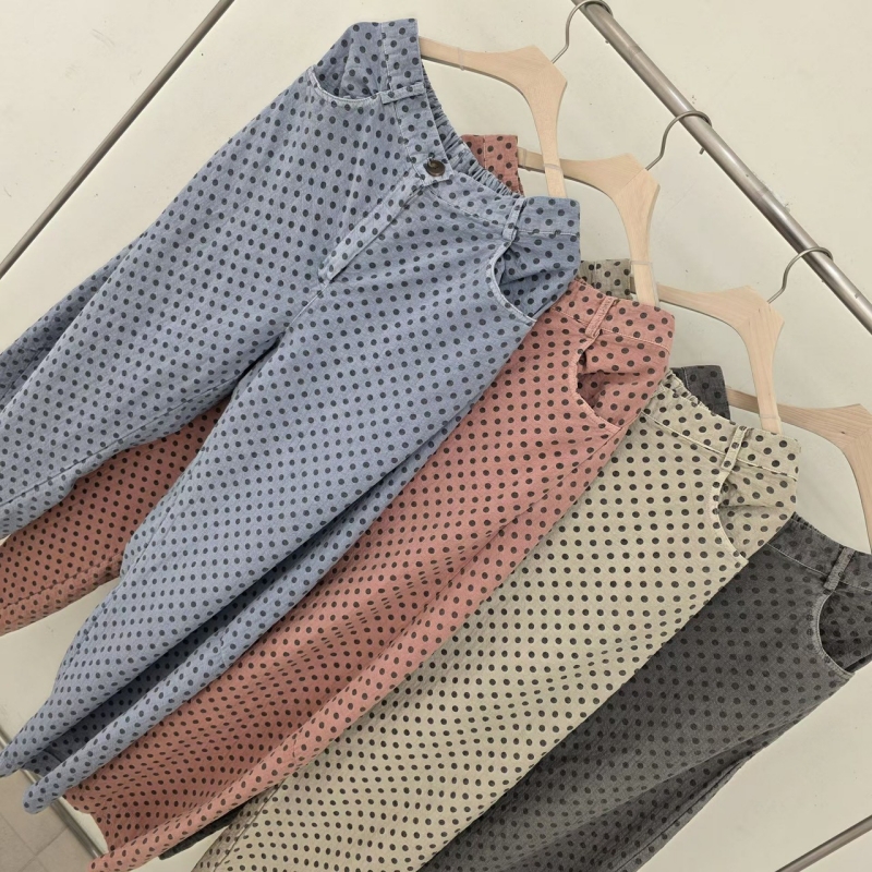 韓 細點點寬褲 4色 size