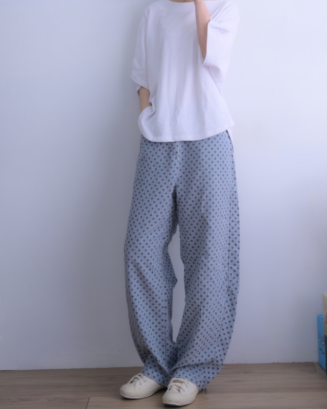 韓 細點點寬褲 4色 size