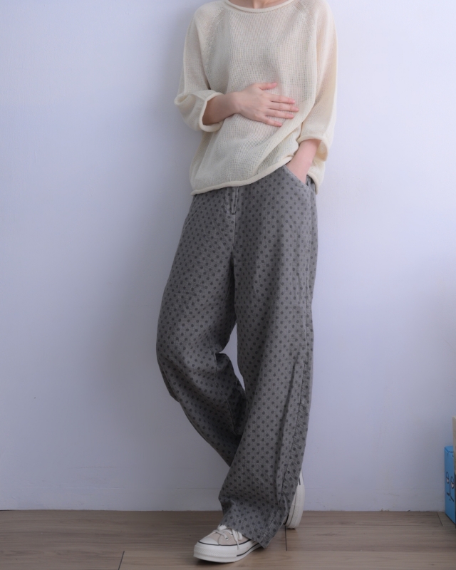 韓 細點點寬褲 4色 size