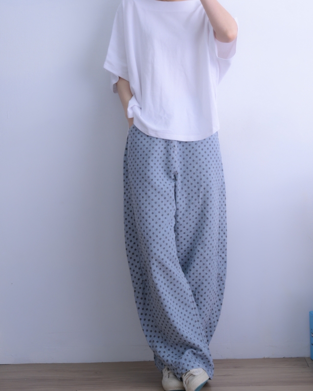 韓 細點點寬褲 4色 size