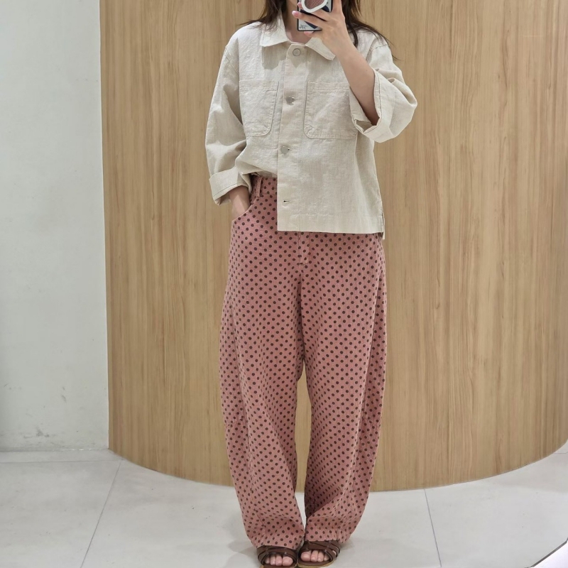 韓 細點點寬褲 4色 size