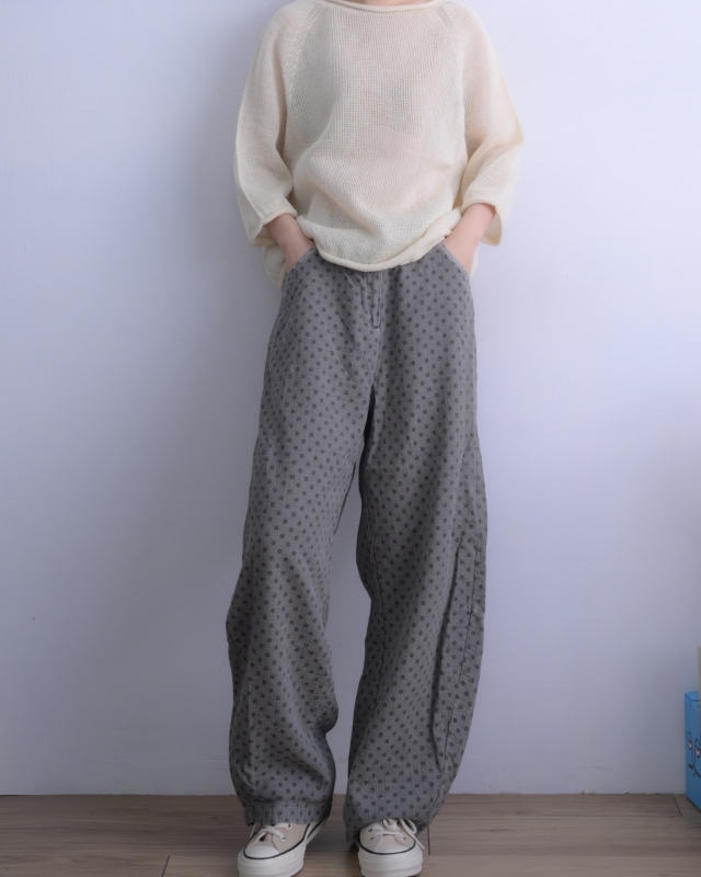 韓 細點點寬褲 4色 size