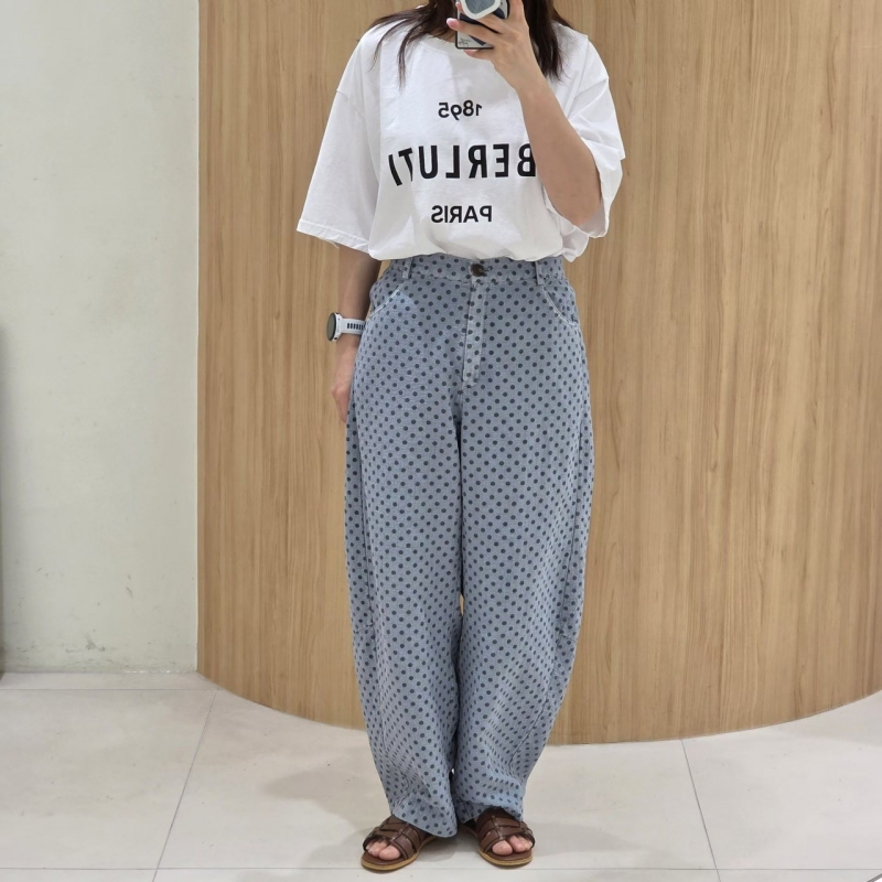 韓 細點點寬褲 4色 size