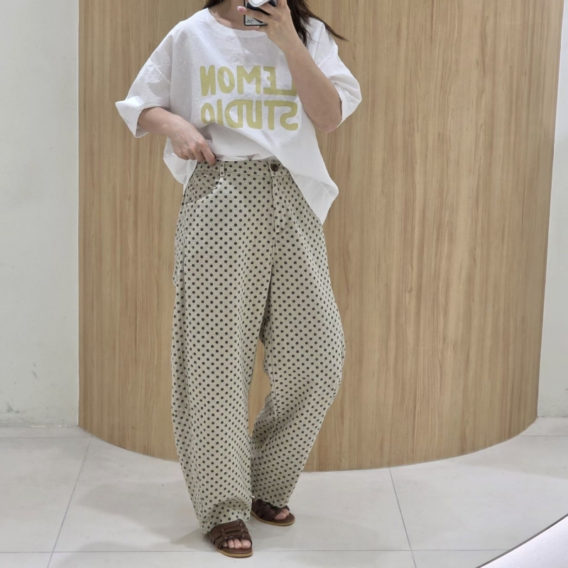 韓 細點點寬褲 4色 size