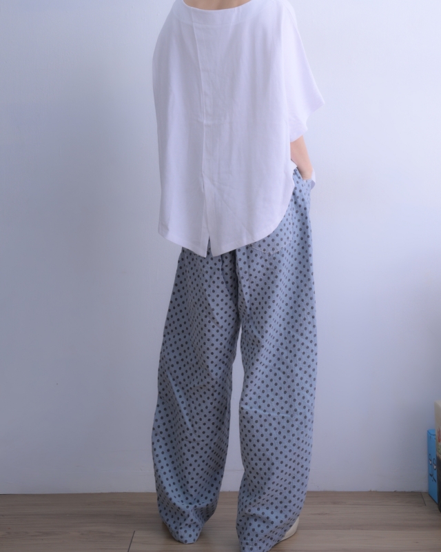 韓 細點點寬褲 4色 size