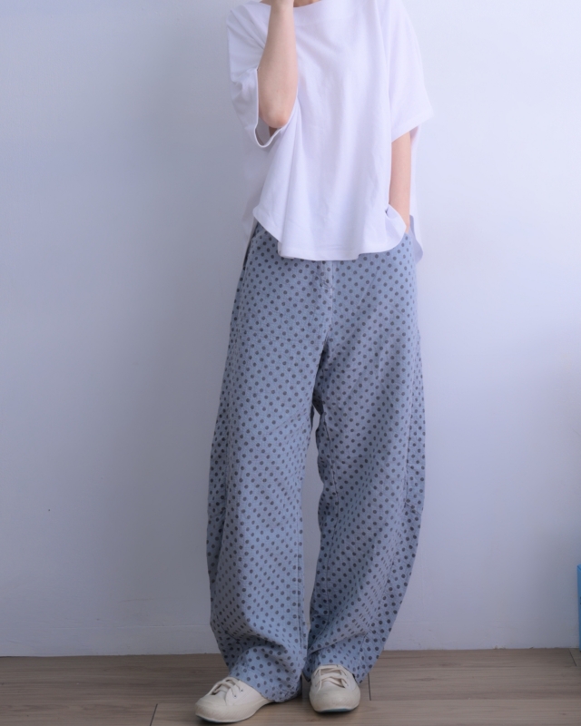 韓 細點點寬褲 4色 size