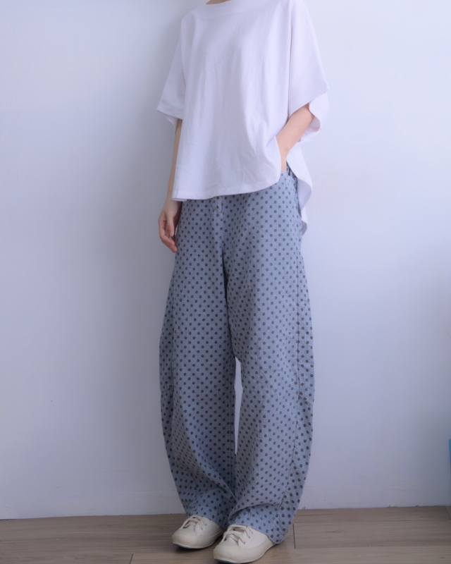 韓 細點點寬褲 4色 size
