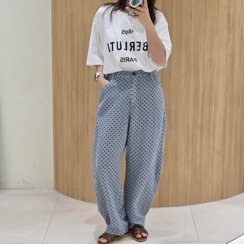 韓 細點點寬褲 4色 size