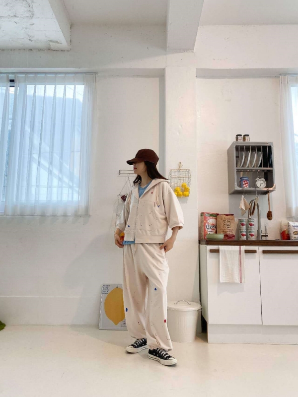 韓 潑漆感休閒褲 2色 size