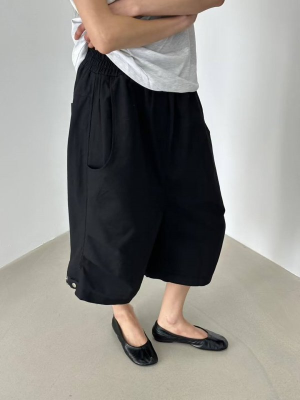 韓 下釦七分寬褲 3色