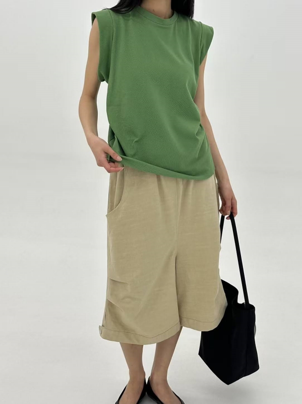 韓 下釦七分寬褲 3色