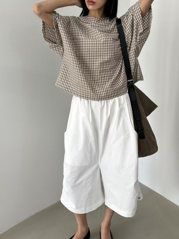 韓 下釦七分寬褲 3色