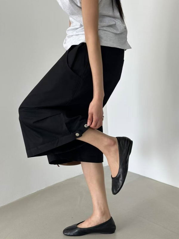 韓 下釦七分寬褲 3色