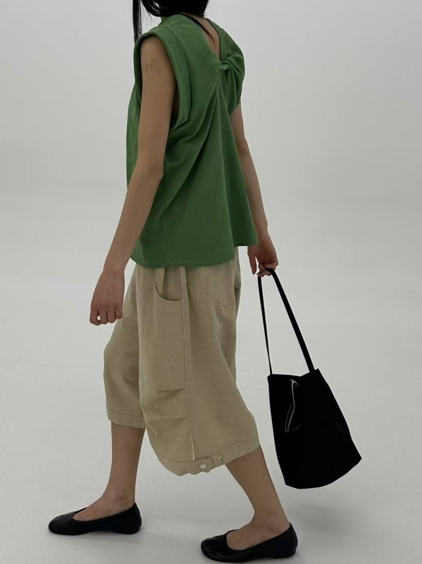 韓 下釦七分寬褲 3色