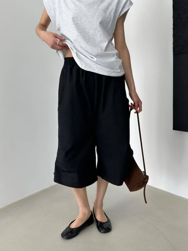 韓 下釦七分寬褲 3色