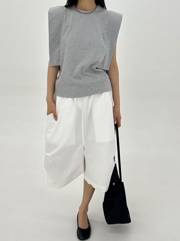 韓 下釦七分寬褲 3色