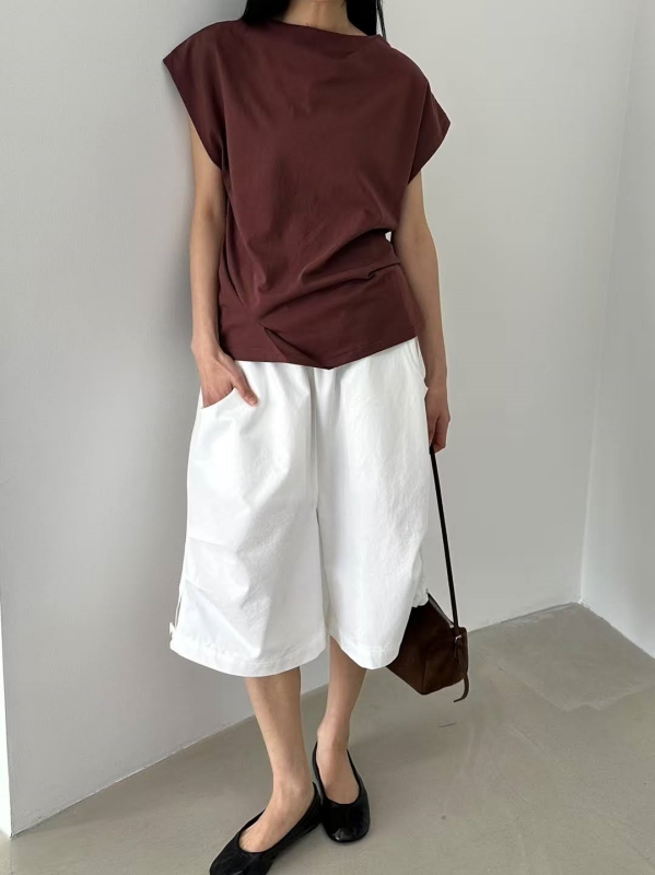 韓 下釦七分寬褲 3色