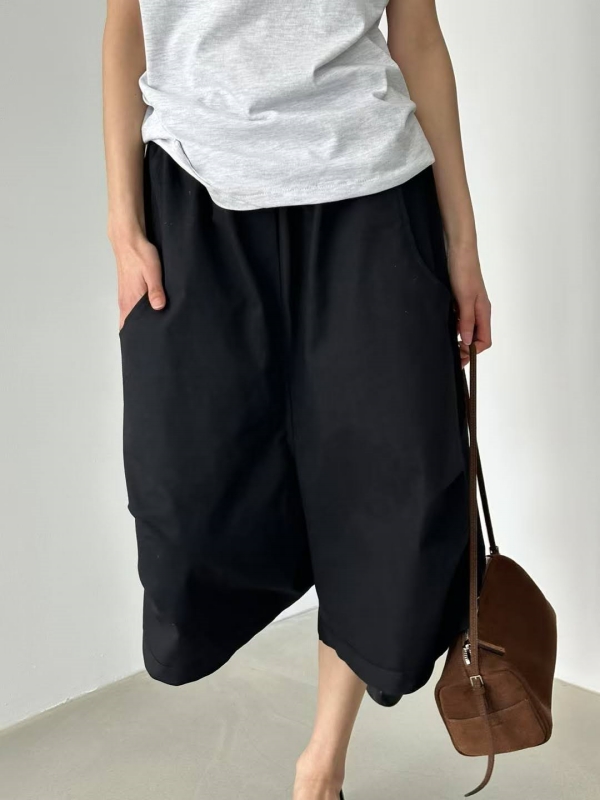 韓 下釦七分寬褲 3色